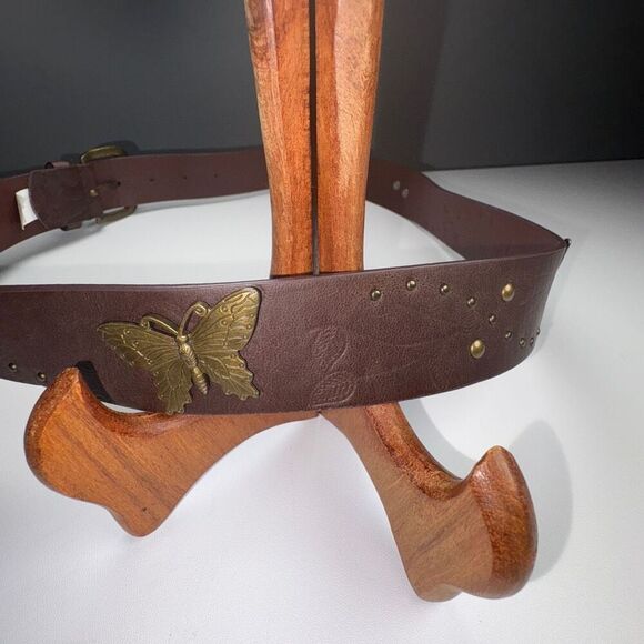 butterfly accents Y2K brown belt size large - Picture 3 of 5